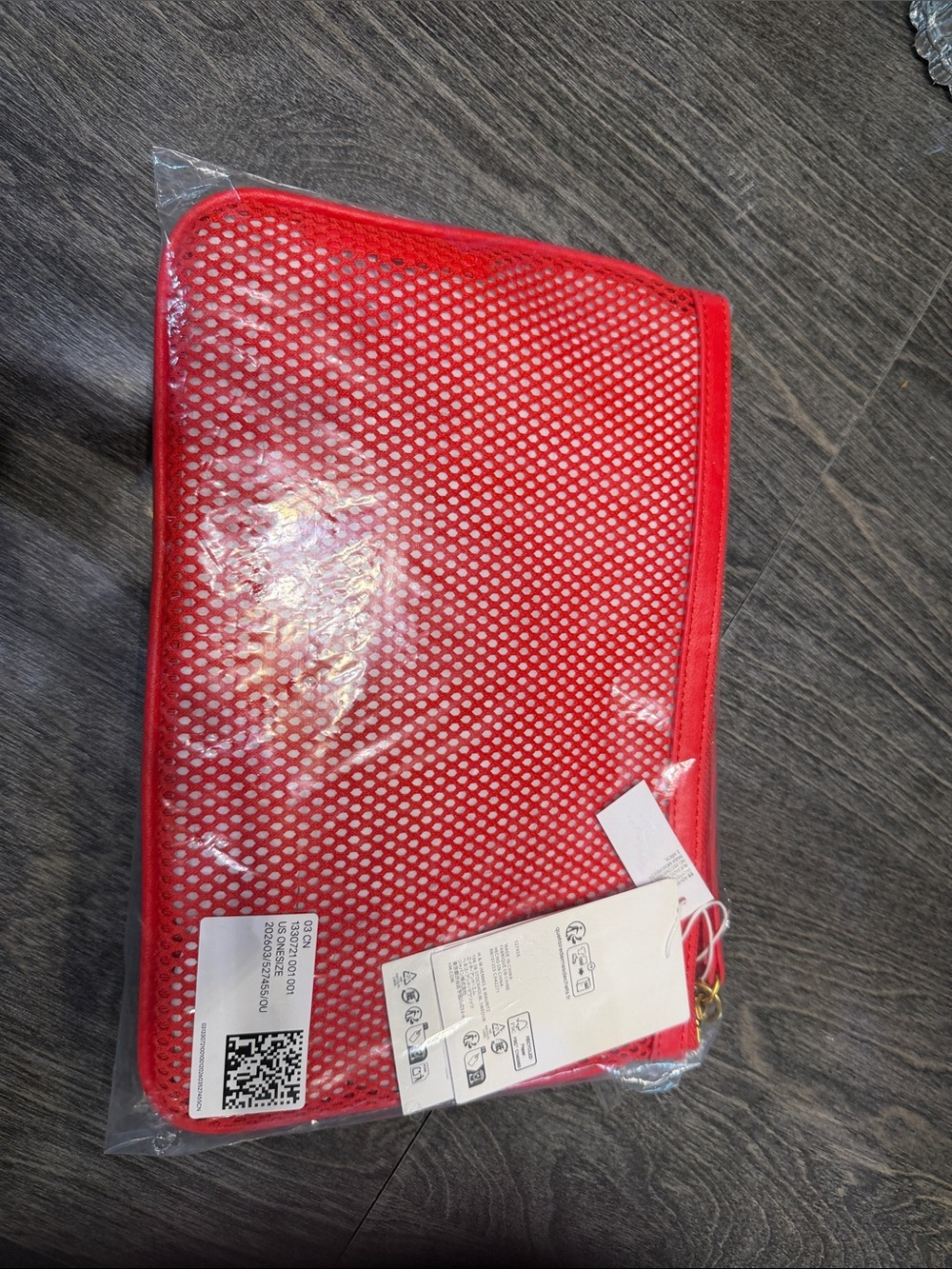 Stella McCartney Bright Red Stella Mesh Zip Pouch with Cherry 🍒 Charm - Picture 9 of 9